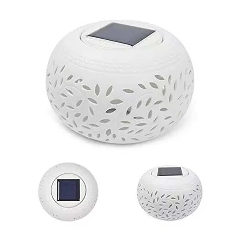 decoration waretproof ceramic jar solar light led color changing table lamp