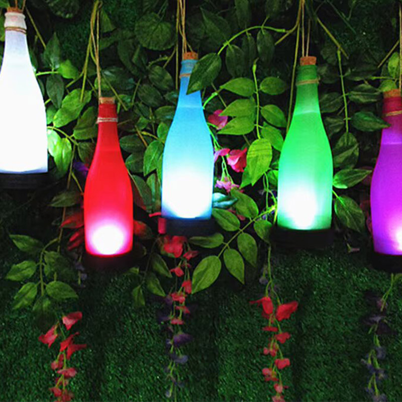 High power led glass holiday wine bottle light outdoor solar hanging lamp